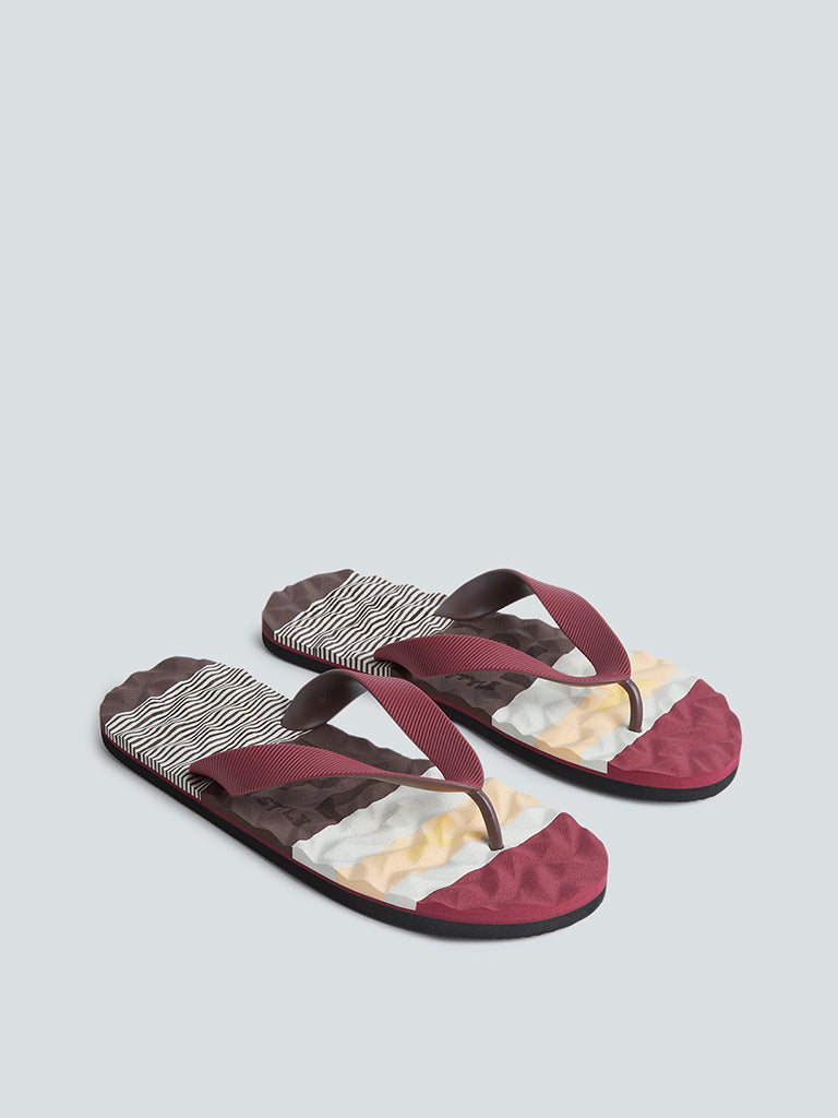 SOLEPLAY Maroon?Textured Flip-Flops